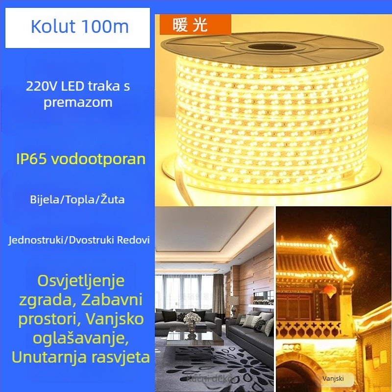 Vanjska vodootporna LED traka s silikonom, linearna 220V LED traka, ambijentalno osvjetljenje