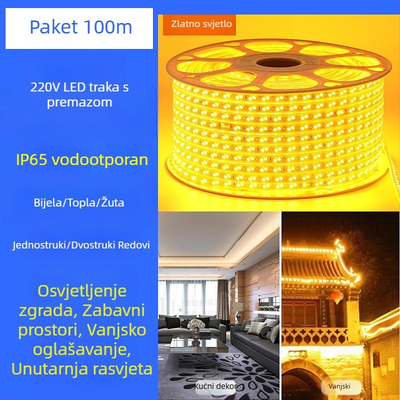 Vanjska vodootporna LED traka s silikonom, linearna 220V LED traka, ambijentalno osvjetljenje