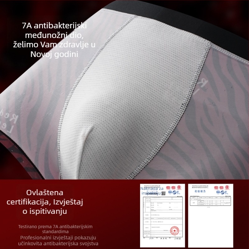 Crvene muške bokserice s leopardim uzorkom, Ice Silk materijal