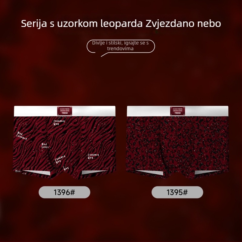 Crvene muške bokserice s leopardim uzorkom, Ice Silk materijal