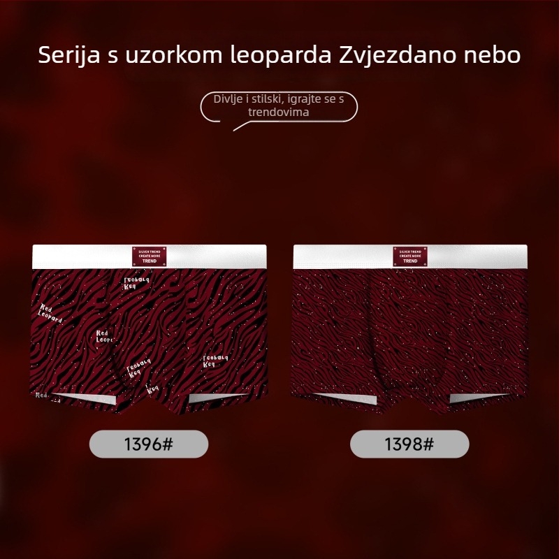 Crvene muške bokserice s leopardim uzorkom, Ice Silk materijal