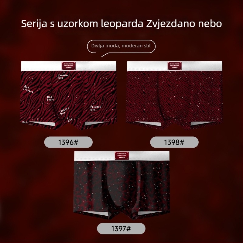 Crvene muške bokserice s leopardim uzorkom, Ice Silk materijal