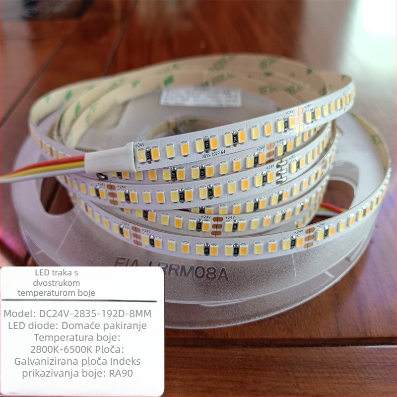 LED trak s dvostrukom temperaturom boje za garderobu i noćni ormarić, 24V, 2835 LED dioda, vodootporno ambijentalno osvjetljenje