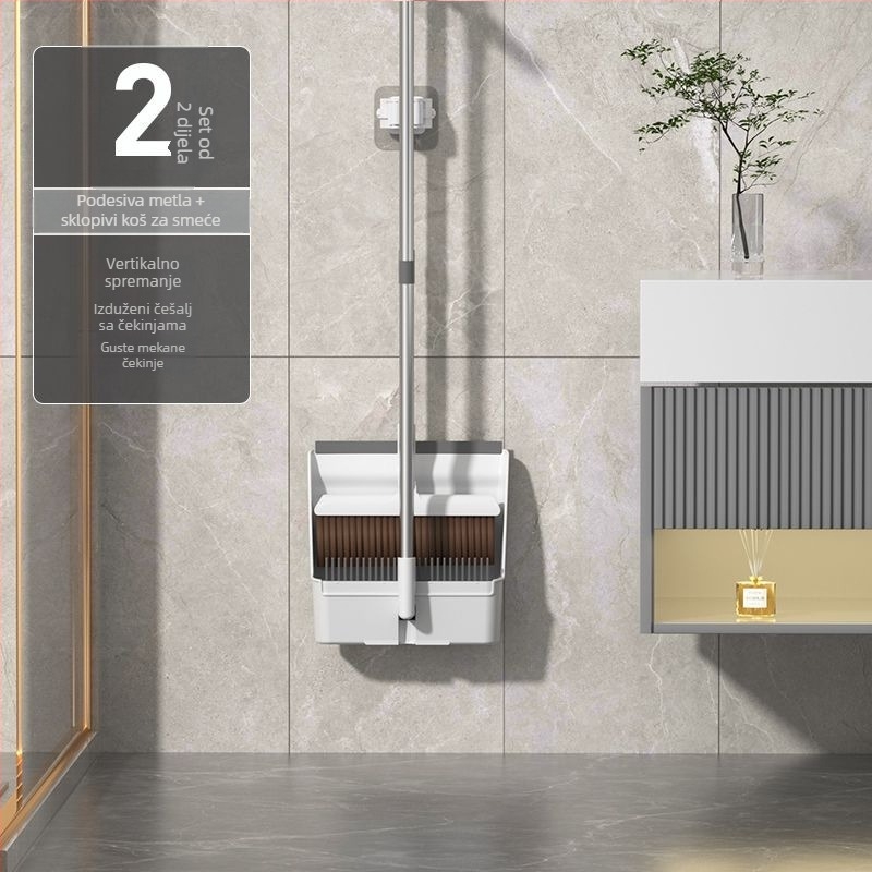 Set od tri dijela: metla, ploski mop i dustpan – hands-free kućno čišćenje