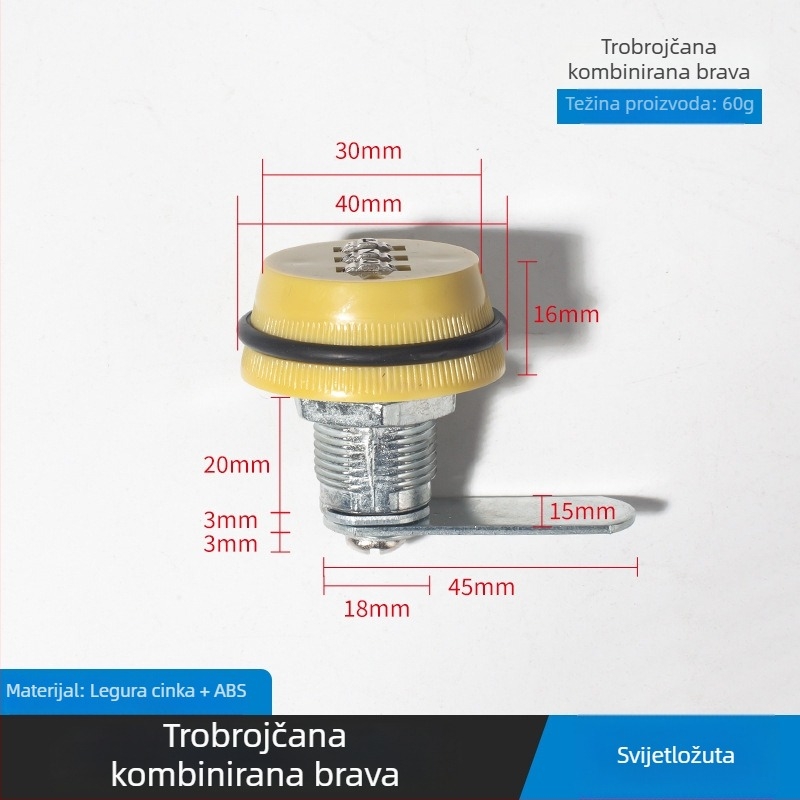 Brava za ladicu s kodom, brava za ormar za dokumente, brava za električni ormar, brava za poštanski sandučić, brava od cinkovog legura s cam mehanizmom, mehanička brava s kodom
