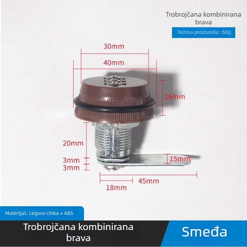 Brava za ladicu s kodom, brava za ormar za dokumente, brava za električni ormar, brava za poštanski sandučić, brava od cinkovog legura s cam mehanizmom, mehanička brava s kodom