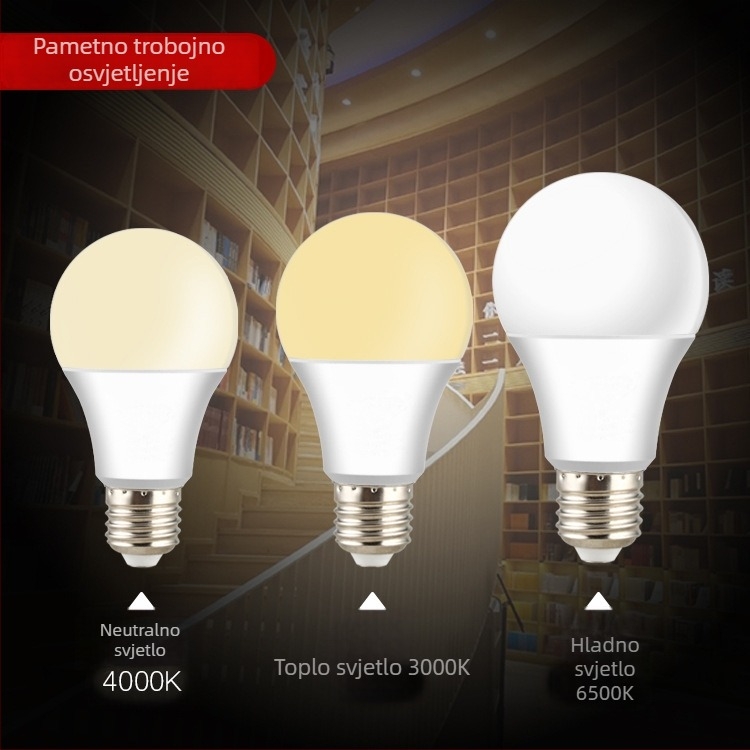 LED žarulja E27 s tri boje svjetla i regulacijom jačine, aluminijsko kućište s plastičnim premazom, 1800 lm, 220V, CRI 80, PF 0.7