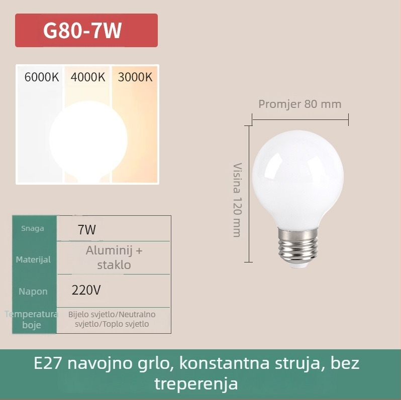 LED Dragon Ball žarulja, E27, vrlo svijetla, energetski učinkovita, trobojna regulacija osvjetljenja, zaštita očiju, topla žuta svjetlost, za kućnu upotrebu
