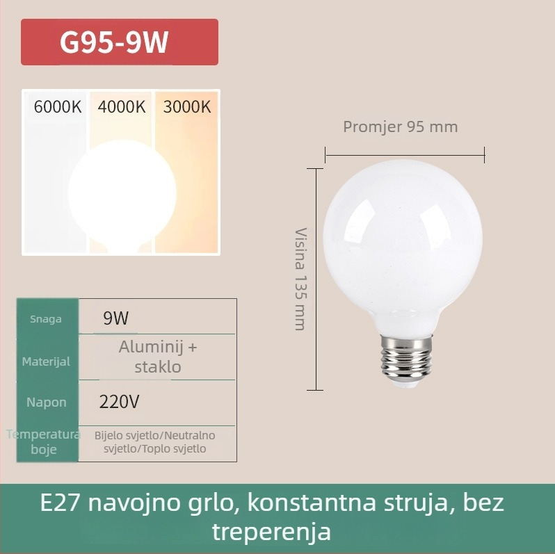 LED Dragon Ball žarulja, E27, vrlo svijetla, energetski učinkovita, trobojna regulacija osvjetljenja, zaštita očiju, topla žuta svjetlost, za kućnu upotrebu