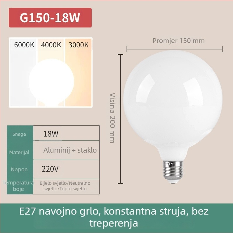 LED Dragon Ball žarulja, E27, vrlo svijetla, energetski učinkovita, trobojna regulacija osvjetljenja, zaštita očiju, topla žuta svjetlost, za kućnu upotrebu