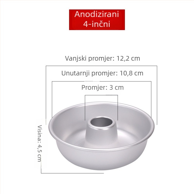 Aluminijska forma za čifon kolač i anđelski kolač s udubljenim srednjim dijelom za karamelizirane krofne