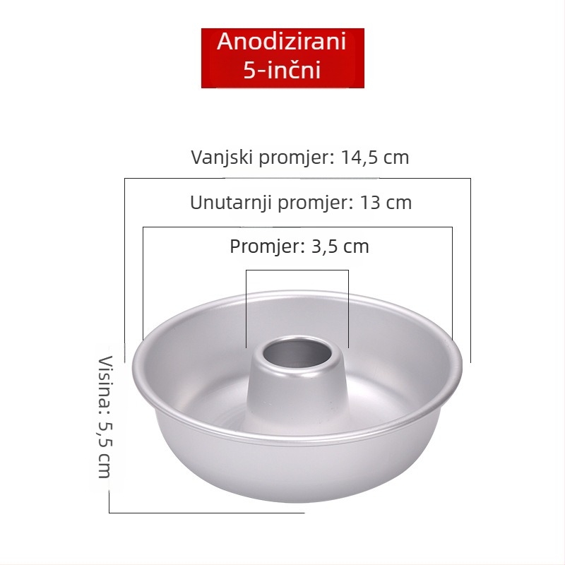 Aluminijska forma za čifon kolač i anđelski kolač s udubljenim srednjim dijelom za karamelizirane krofne