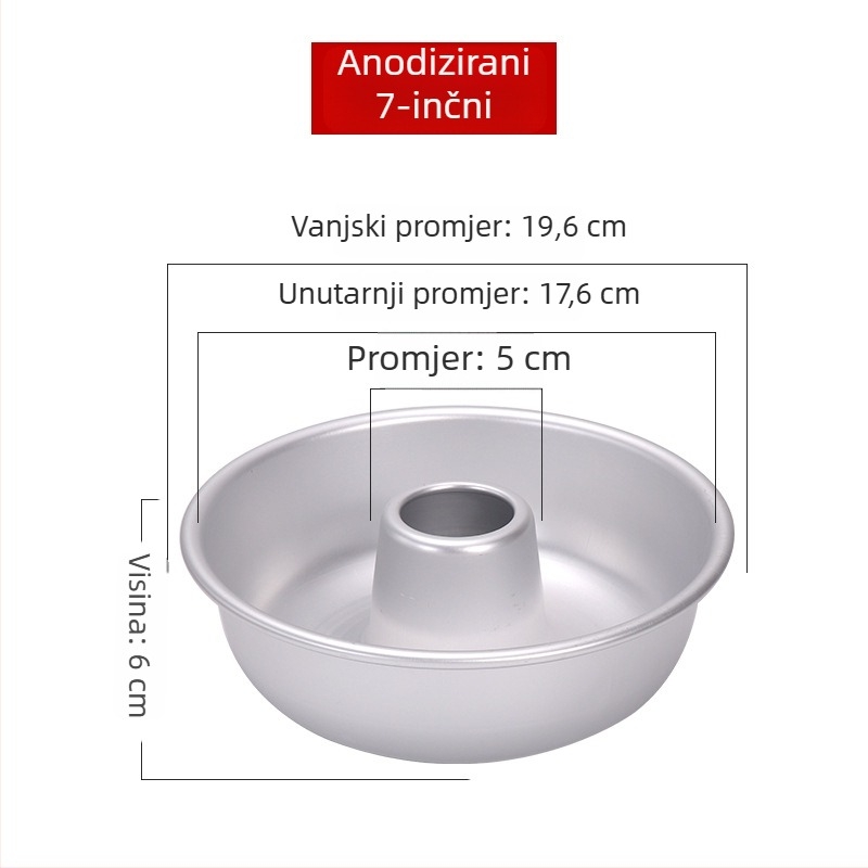 Aluminijska forma za čifon kolač i anđelski kolač s udubljenim srednjim dijelom za karamelizirane krofne
