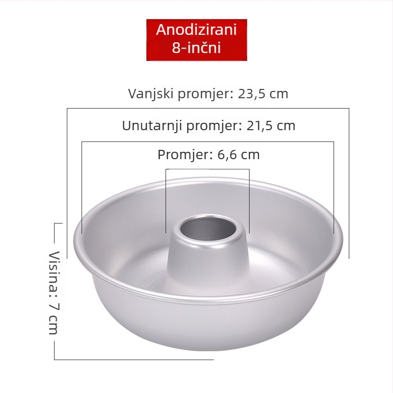 Aluminijska forma za čifon kolač i anđelski kolač s udubljenim srednjim dijelom za karamelizirane krofne