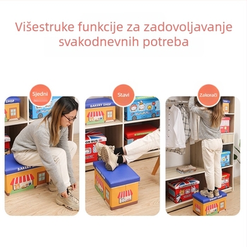 Pojačana pravokutna dječja stolica za pohranu igračaka, višenamjenski spremnik