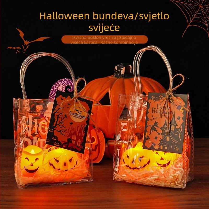 Noćna lampica s bundevom za Halloween, mini lampica, prijenosni poklon za djecu i djevojčice, dekoracija za spavaću sobu