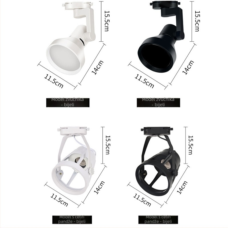LED kućište tračne lampe PAR30, izvor svjetla, držač lampe s navojem E27, univerzalna sjenila za dvije ili tri žice