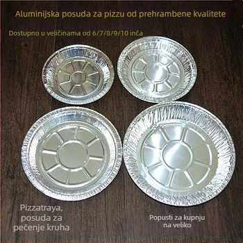 Kružna jednokratna posuda od aluminijske folije za fritezu na zrak, debeli aluminijski list, otporan na visoke temperature, za pečenje.
