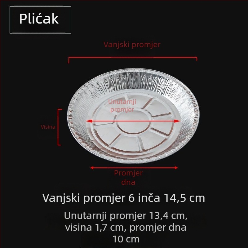 Kružna jednokratna posuda od aluminijske folije za fritezu na zrak, debeli aluminijski list, otporan na visoke temperature, za pečenje.