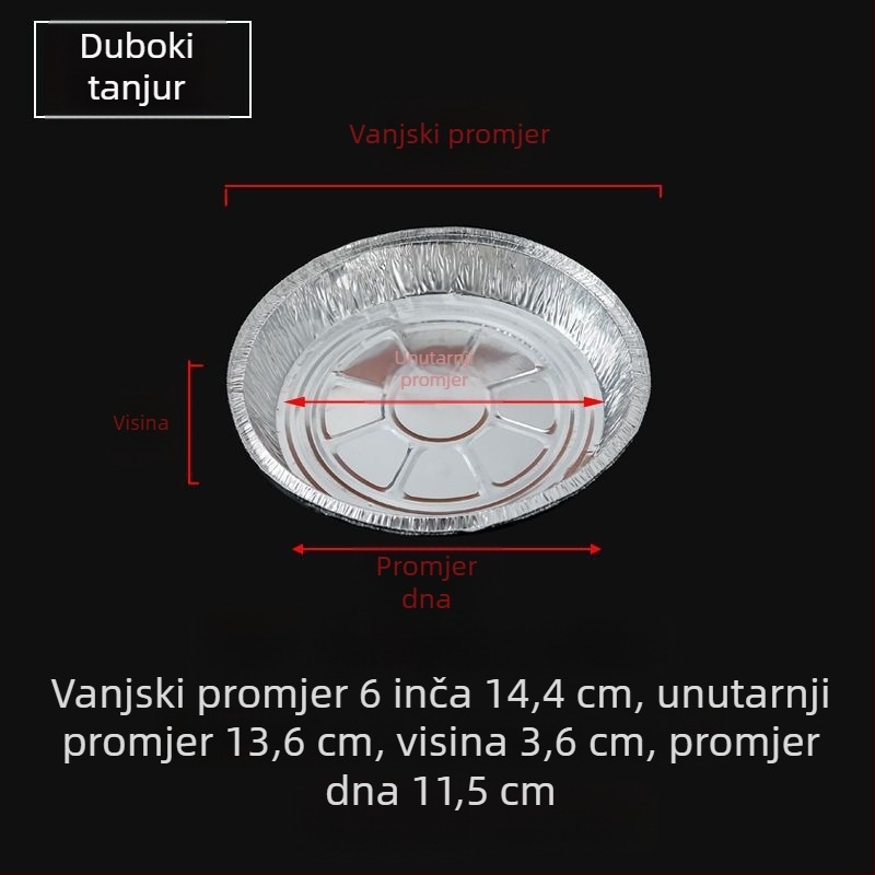 Kružna jednokratna posuda od aluminijske folije za fritezu na zrak, debeli aluminijski list, otporan na visoke temperature, za pečenje.