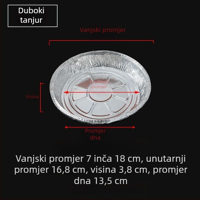 Kružna jednokratna posuda od aluminijske folije za fritezu na zrak, debeli aluminijski list, otporan na visoke temperature, za pečenje.