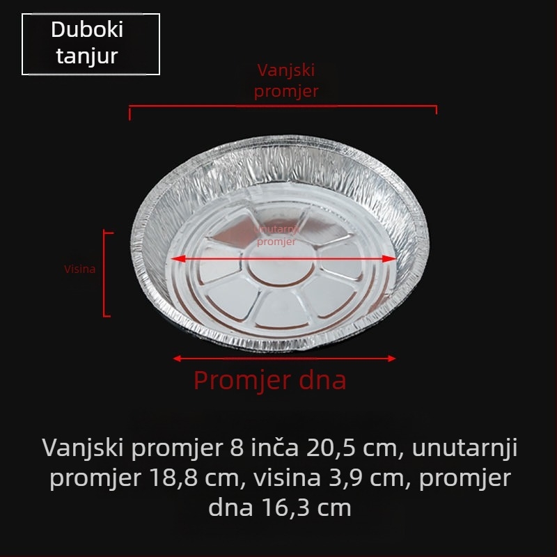 Kružna jednokratna posuda od aluminijske folije za fritezu na zrak, debeli aluminijski list, otporan na visoke temperature, za pečenje.