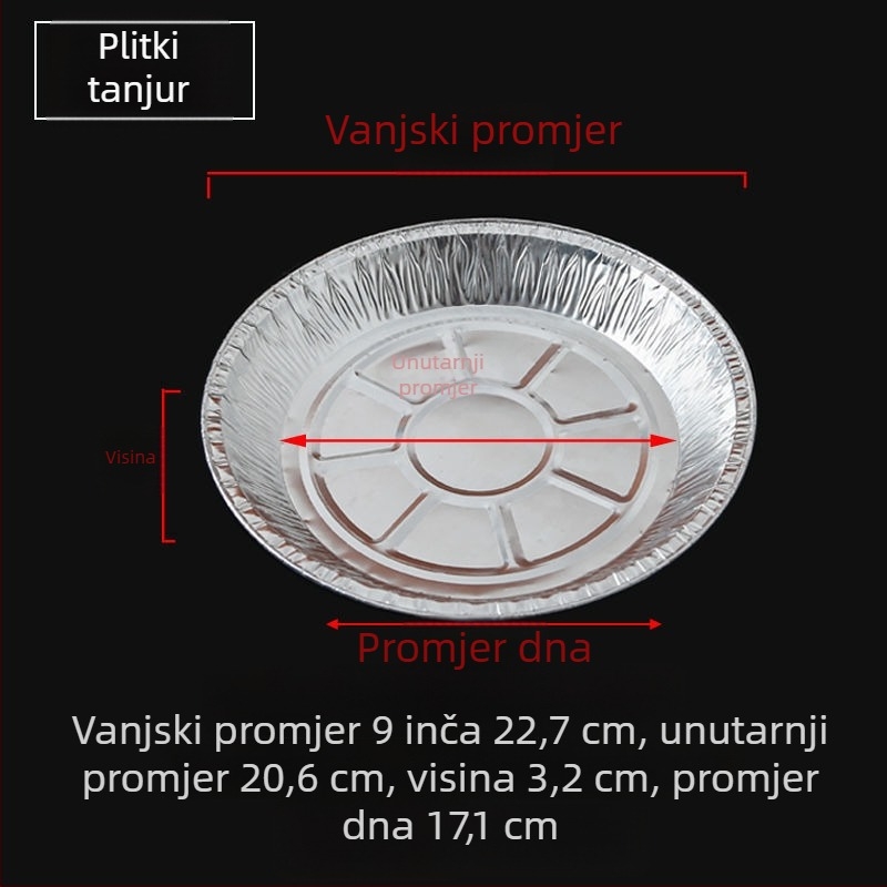 Kružna jednokratna posuda od aluminijske folije za fritezu na zrak, debeli aluminijski list, otporan na visoke temperature, za pečenje.