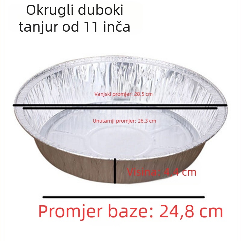 Kružna jednokratna posuda od aluminijske folije za fritezu na zrak, debeli aluminijski list, otporan na visoke temperature, za pečenje.