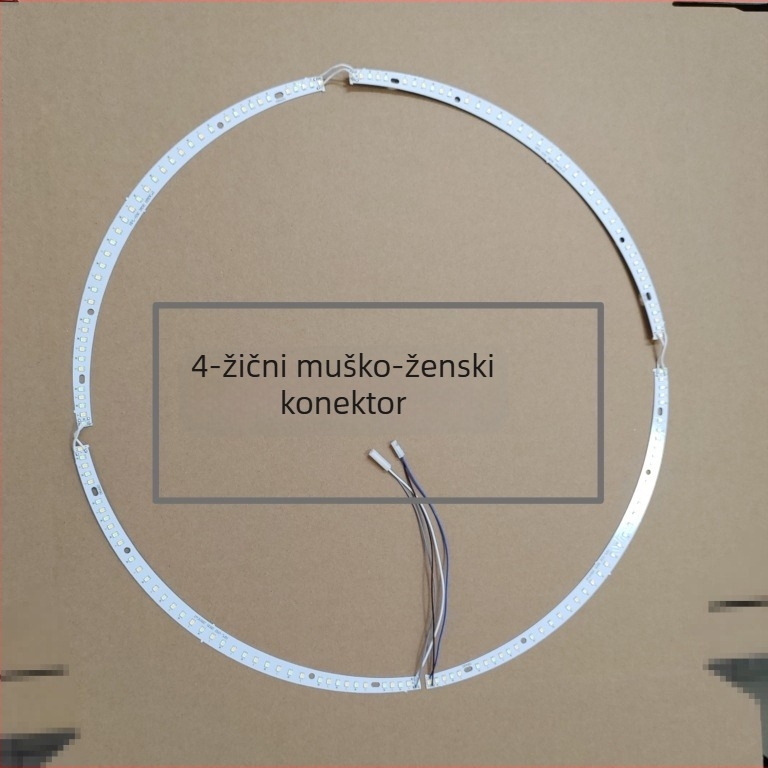 Okruglo svjetlo s ventilatorom za strop i zakrivljenim LED izvorom, muški i ženski utikač, 1-4 uz upravljač, stropni komplet, trobojni dimabilni LED