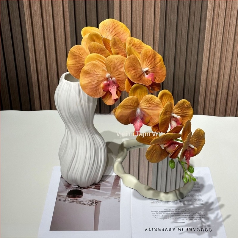 3D otisnuta glava Phalaenopsis orhideje, 9-glava reljefna PVC cvijet za svadbenu dekoraciju