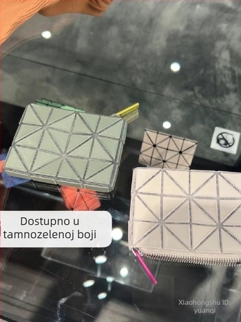 Ženski mali novčanik s geometrijskim uzorkom i rombom šivom, prostor za kartice, mini torbica za ruž i futrola za ključeve automobila