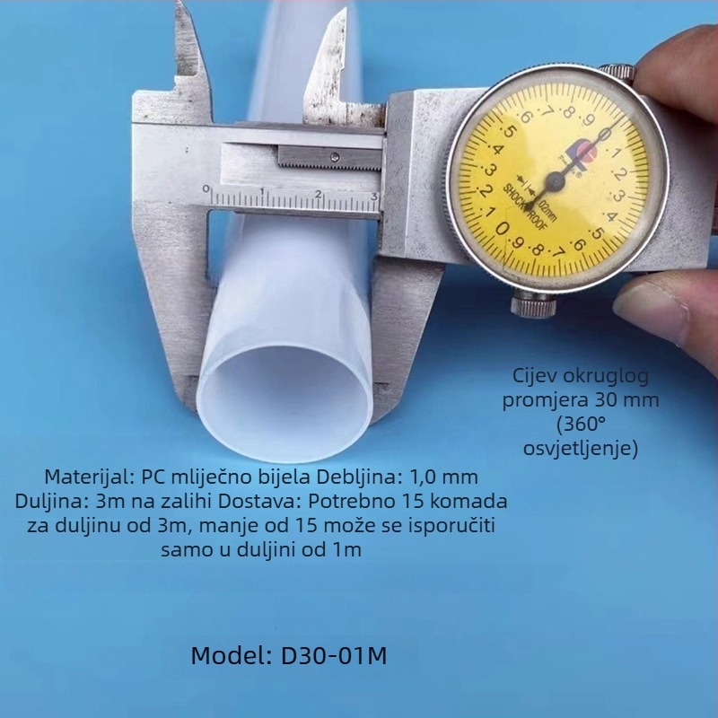 LED dugačka cijev promjera 30 mm, 360° rasvjeta, dekorativno osvjetljenje za reklamne ploče i svjetlosne kutije