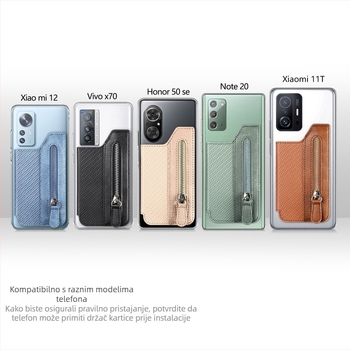 PU kožna futrola za kartice za telefon s lijevim i desnim poklopcem, više pretinaca za kartice, futrola sa zipom, gradski stil