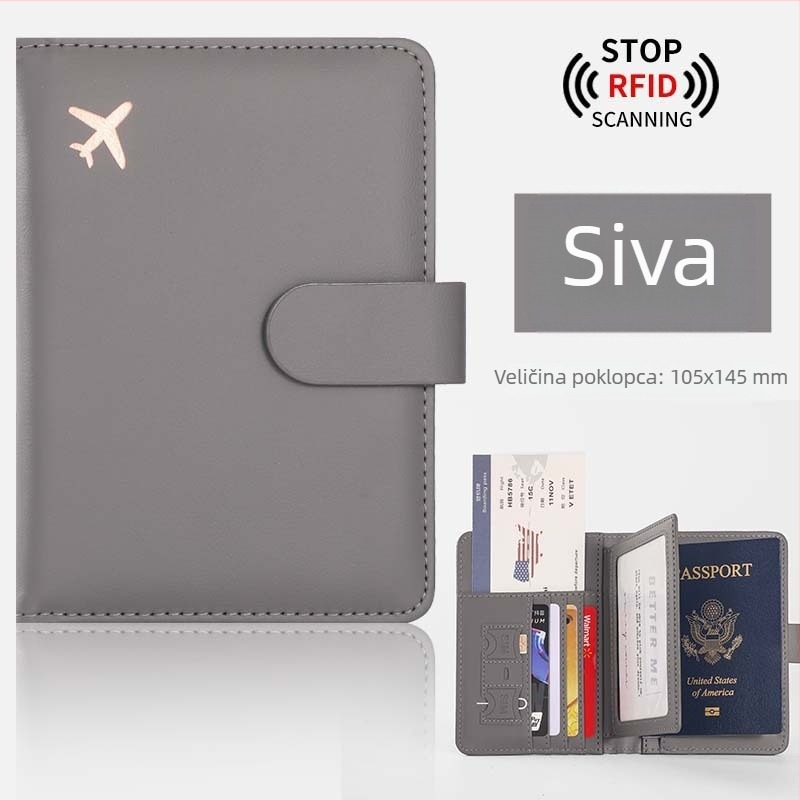 PU futrola za putovnicu s RFID zaštitom i oznakom prtljage, višefunkcionalna putna torba
