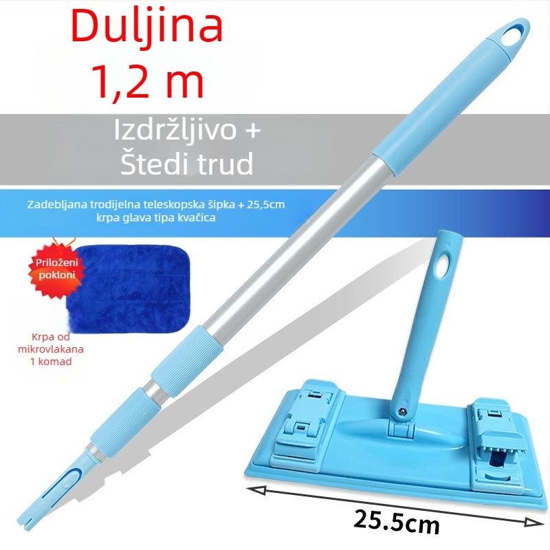 Kangduoduo teleskopska drška za mop, tri odjeljka, 120 cm, aluminijska legura, set s glavom za čišćenje