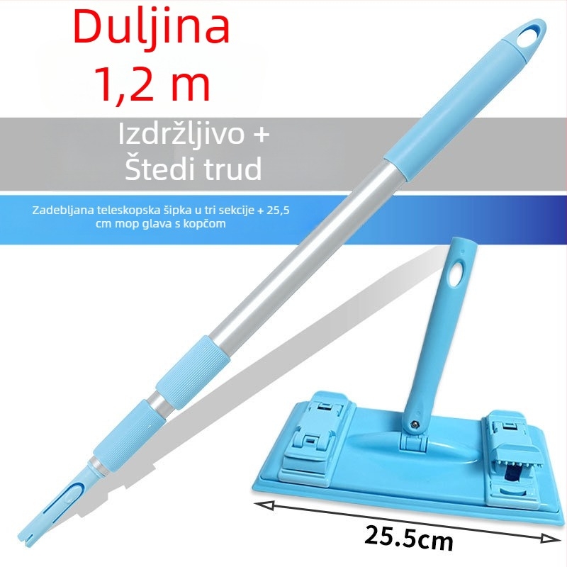 Kangduoduo teleskopska drška za mop, tri odjeljka, 120 cm, aluminijska legura, set s glavom za čišćenje