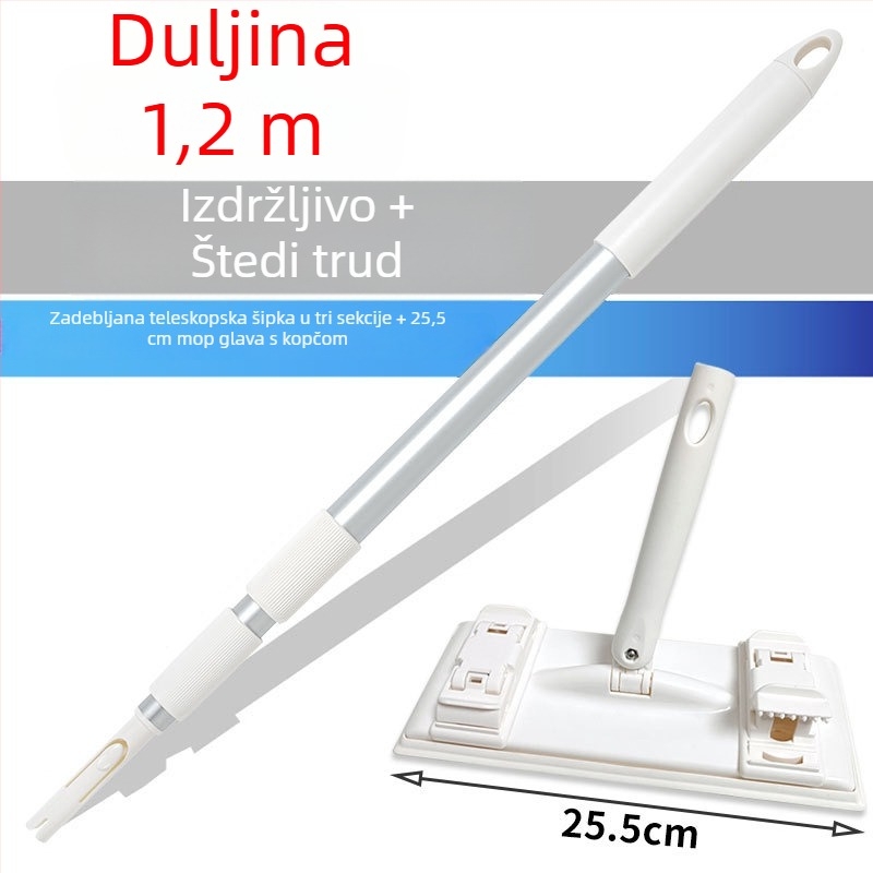 Kangduoduo teleskopska drška za mop, tri odjeljka, 120 cm, aluminijska legura, set s glavom za čišćenje