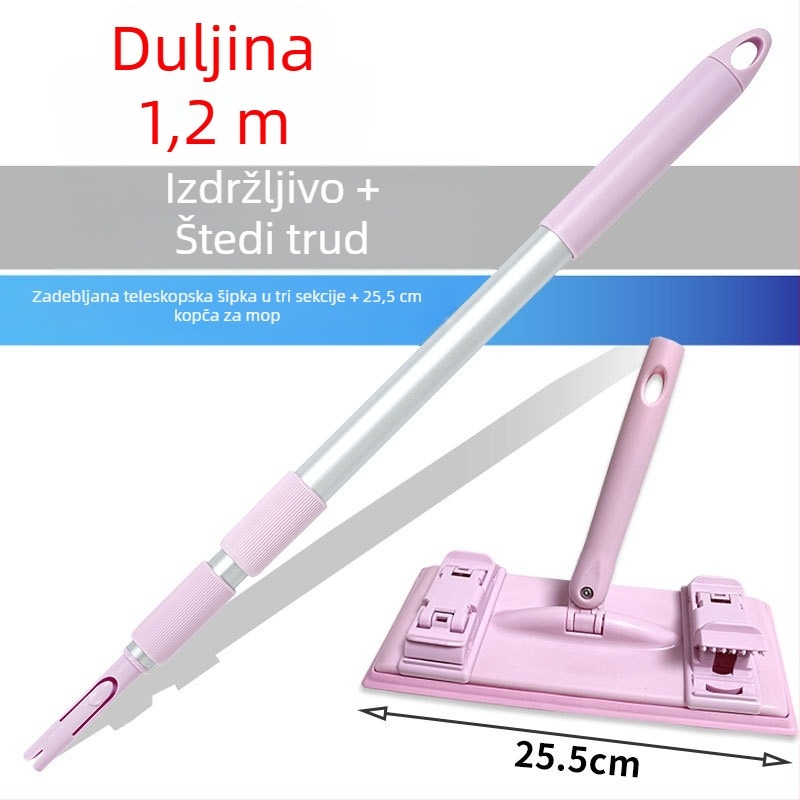 Kangduoduo teleskopska drška za mop, tri odjeljka, 120 cm, aluminijska legura, set s glavom za čišćenje