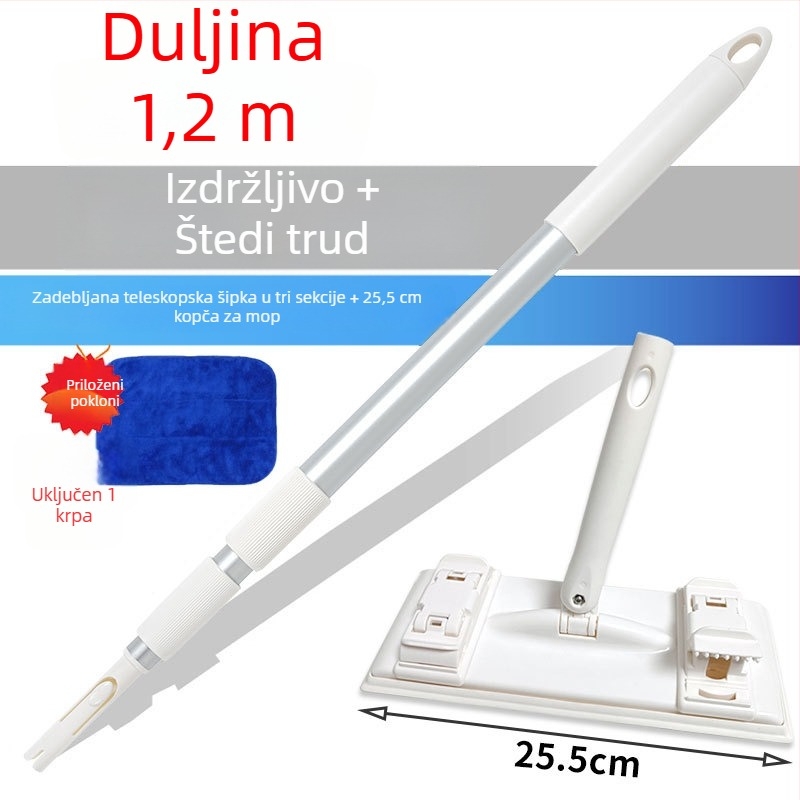 Kangduoduo teleskopska drška za mop, tri odjeljka, 120 cm, aluminijska legura, set s glavom za čišćenje