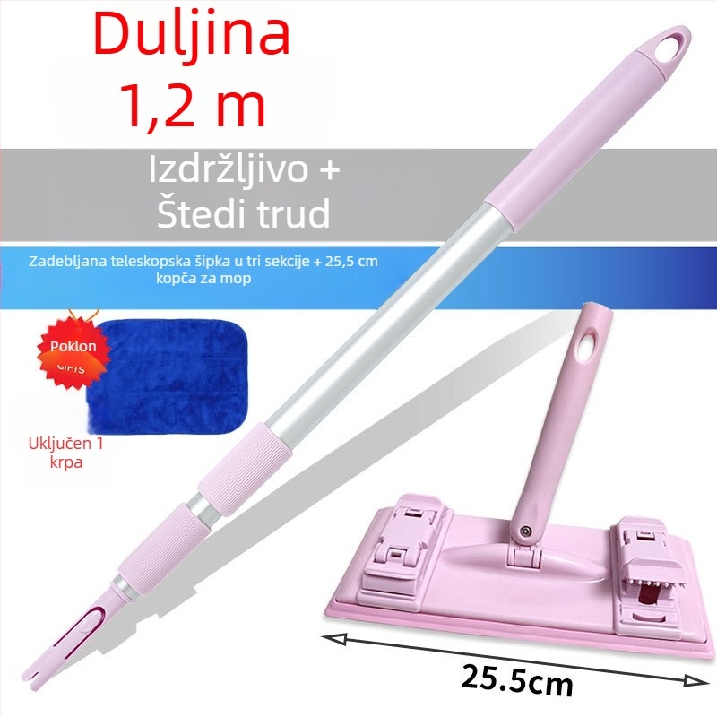 Kangduoduo teleskopska drška za mop, tri odjeljka, 120 cm, aluminijska legura, set s glavom za čišćenje