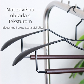 Moderna minimalistička drvena i metalna vješalica za odjeću sa širokim ramenima, otporna na ogrebotine i klizanje