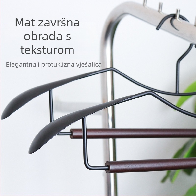 Moderna minimalistička drvena i metalna vješalica za odjeću sa širokim ramenima, otporna na ogrebotine i klizanje