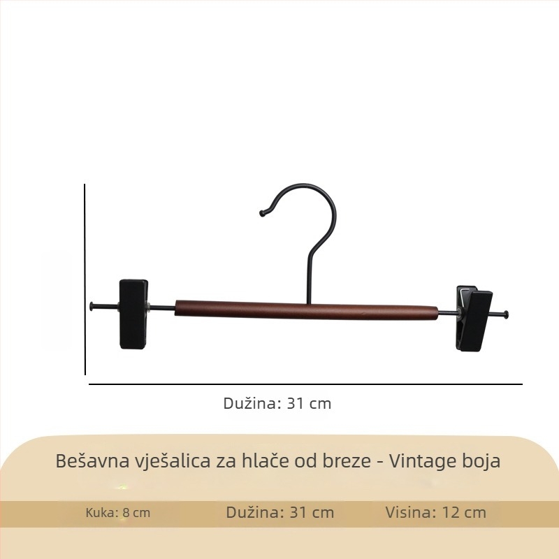 Moderna minimalistička drvena i metalna vješalica za odjeću sa širokim ramenima, otporna na ogrebotine i klizanje