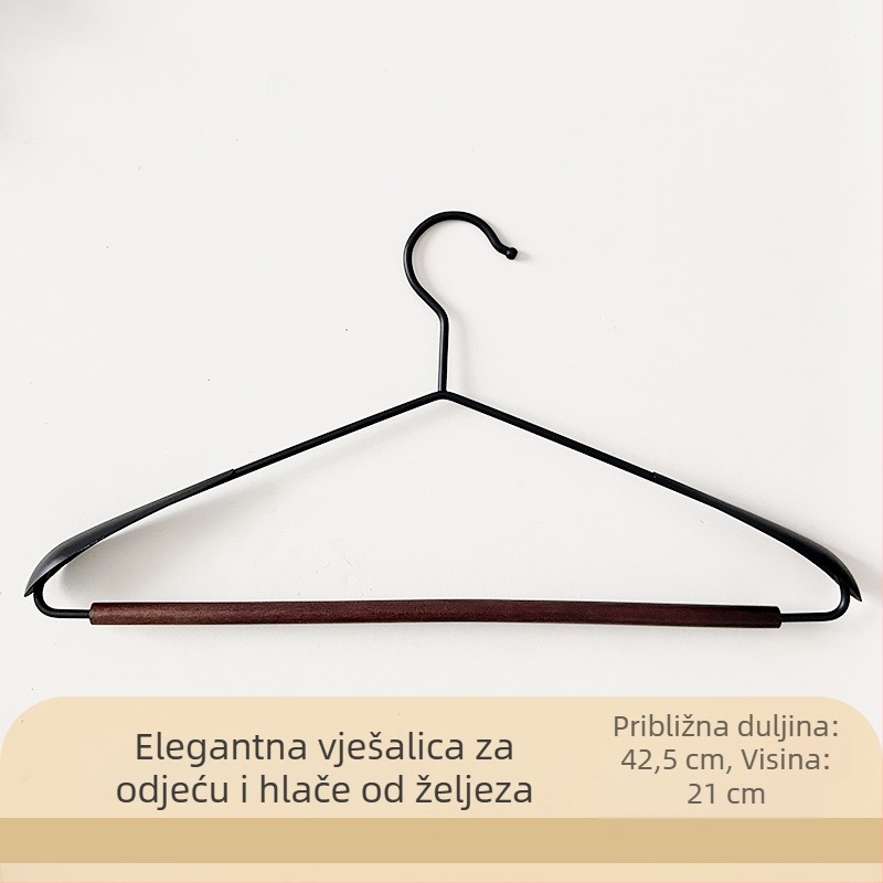 Moderna minimalistička drvena i metalna vješalica za odjeću sa širokim ramenima, otporna na ogrebotine i klizanje