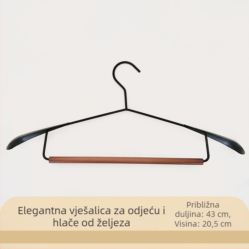 Moderna minimalistička drvena i metalna vješalica za odjeću sa širokim ramenima, otporna na ogrebotine i klizanje