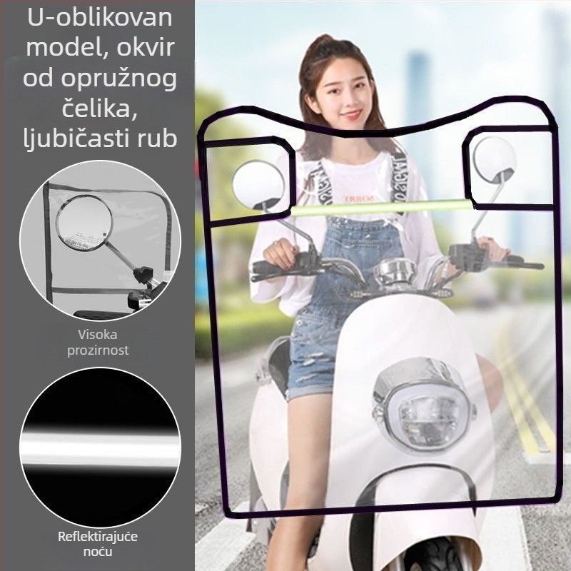 Prednje vjetrobransko staklo za električni motocikl, zaštita od vjetra i kiše, povećano i debelo, HD prozirno staklo
