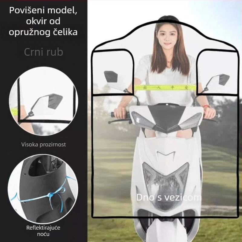 Prednje vjetrobransko staklo za električni motocikl, zaštita od vjetra i kiše, povećano i debelo, HD prozirno staklo