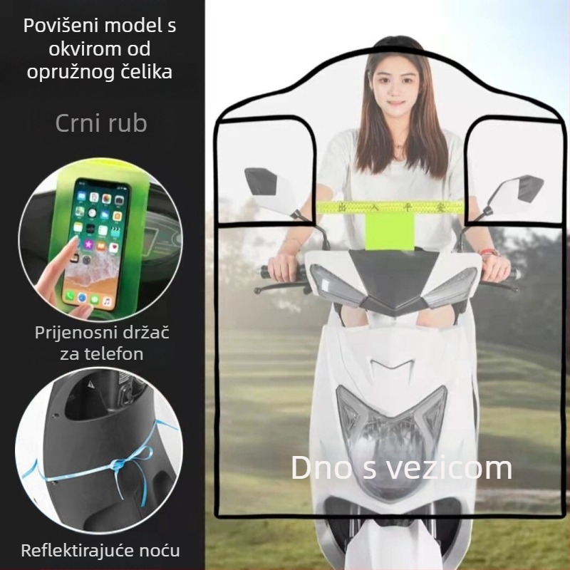 Prednje vjetrobransko staklo za električni motocikl, zaštita od vjetra i kiše, povećano i debelo, HD prozirno staklo