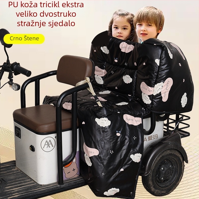 PU kožni pokrov za električni tricikl, dvostruki, navlaka otporna na vjetar sa zimskom flis podstavom, debeli i vodootporni