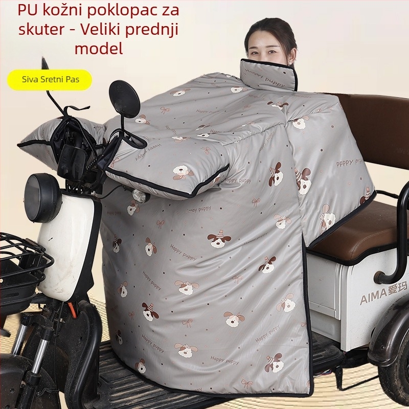 PU kožni pokrov za električni tricikl, dvostruki, navlaka otporna na vjetar sa zimskom flis podstavom, debeli i vodootporni